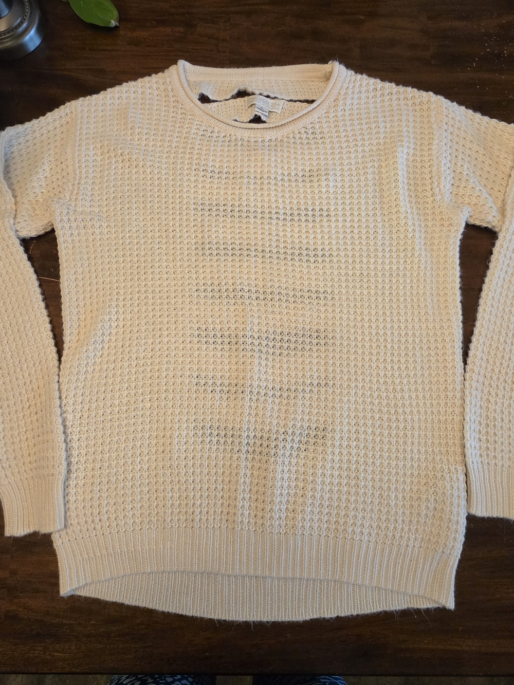 Forever 21 Cream Open Knit Back Cut-Out Pullover Sweater XL